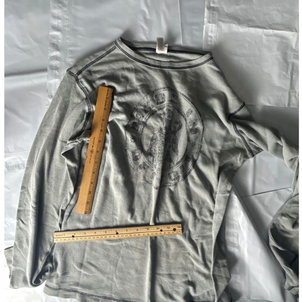 Mens Long Sleeve Thermal Shirt Peace Symbol Graphic Size Medium Gray